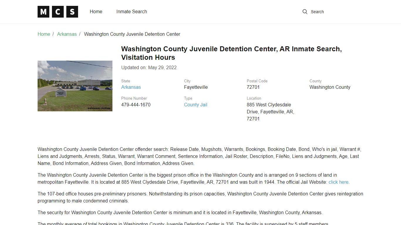 Washington County, AR Jail Inmates Search, Visitation Rules